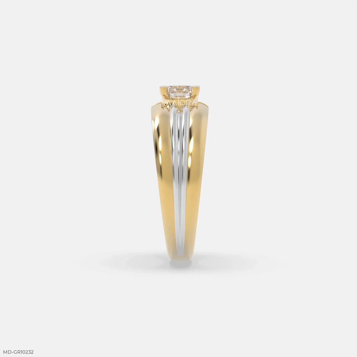 Duo Tone Mens Diamond Ring