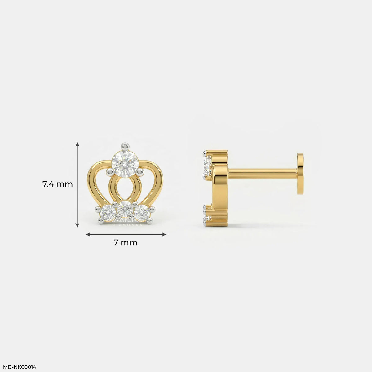Princess Diamond Crown Kids Earrings