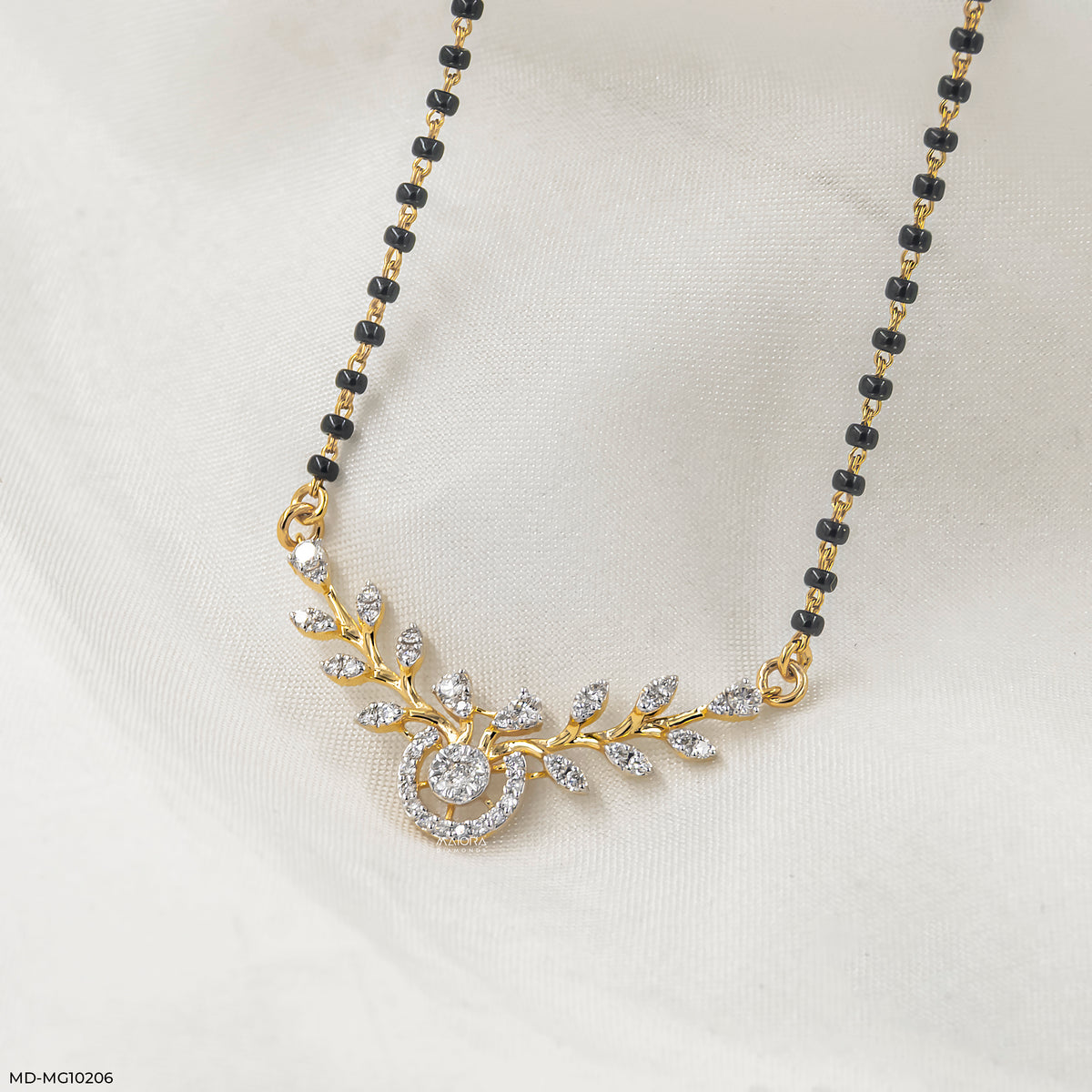 0.5 Carat Triple-Row Curved Bib Diamond Mangalsutra