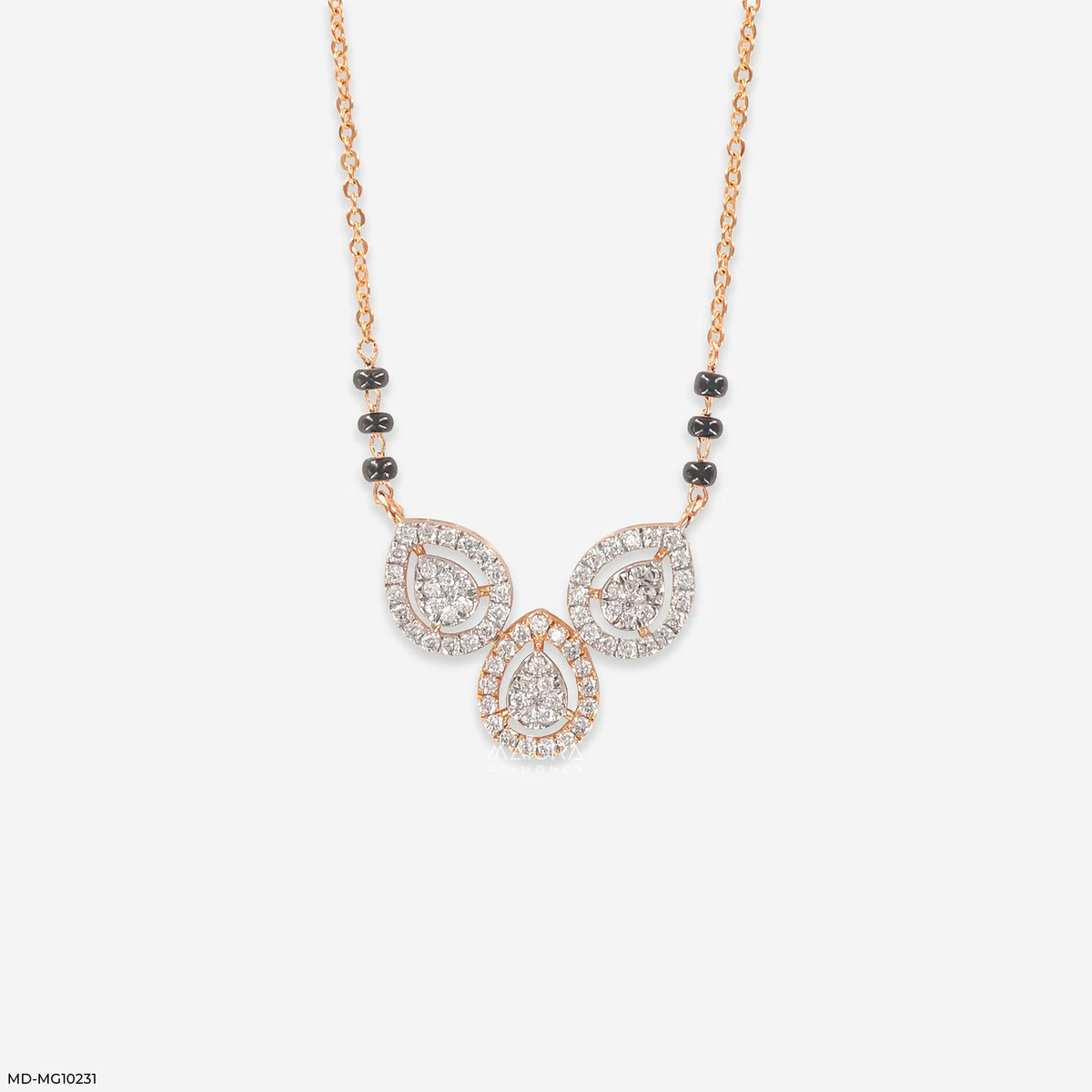 Trio Halo Leaf Diamond Mangalsutra
