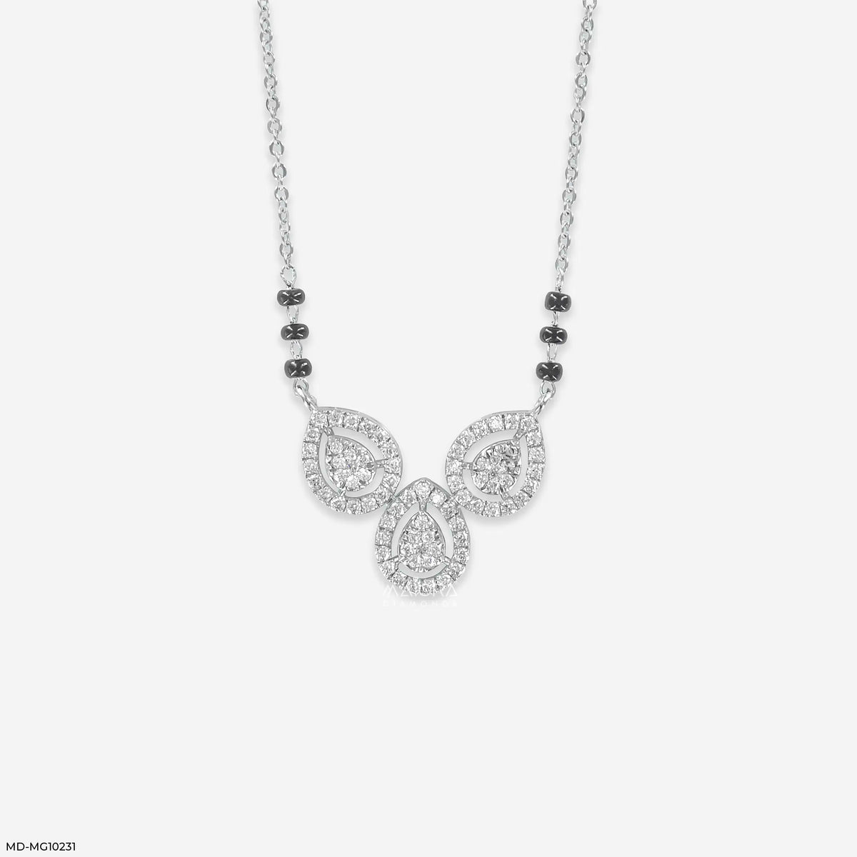 Trio Halo Leaf Diamond Mangalsutra