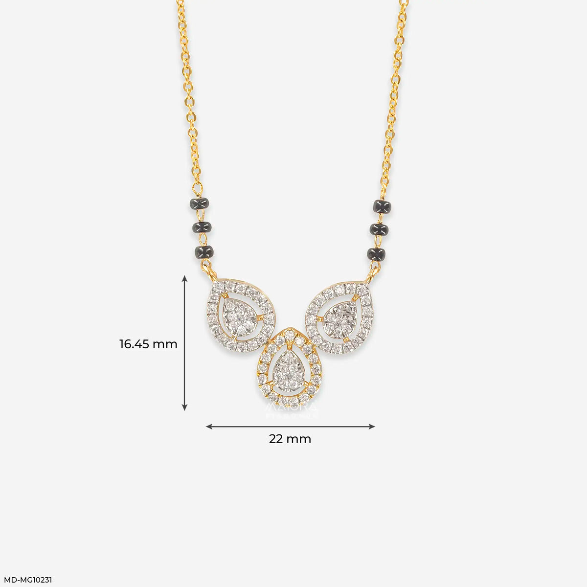 Trio Halo Leaf Diamond Mangalsutra