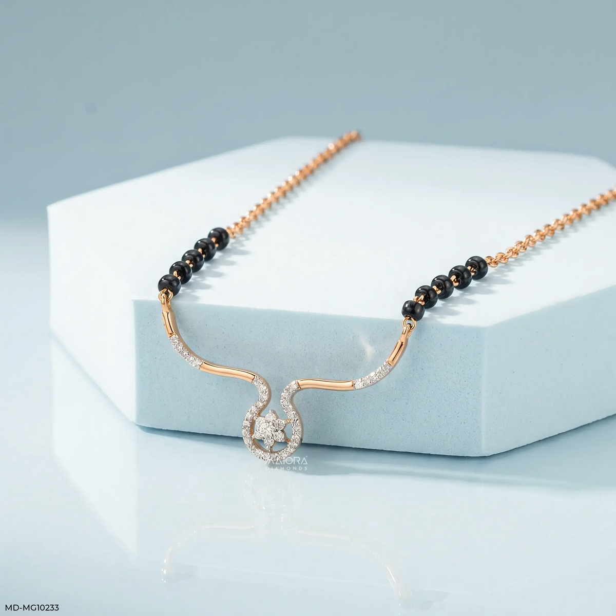 Graceful Twirl Halo Diamond Mangalsutra