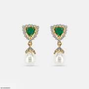 Emerald Pearl Drop Earrings