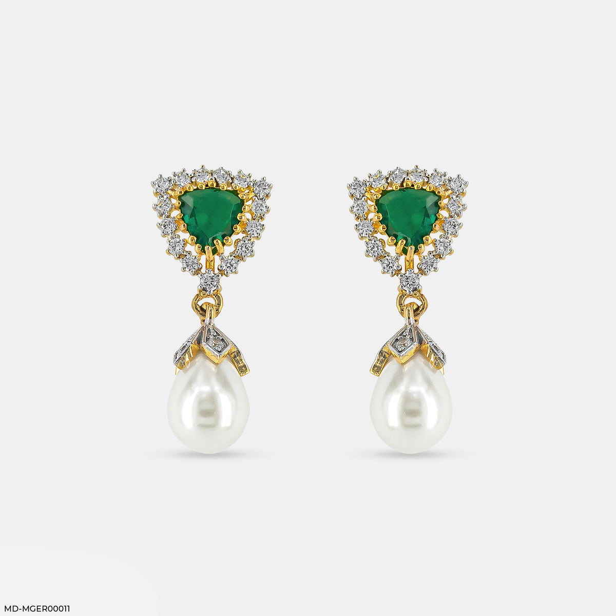 Emerald Pearl Drop Earrings