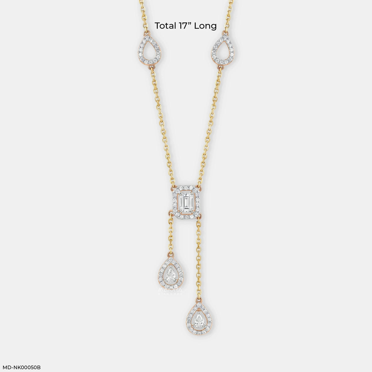 1.70 Carat Imperial Drop Y Shaped Diamond Necklace