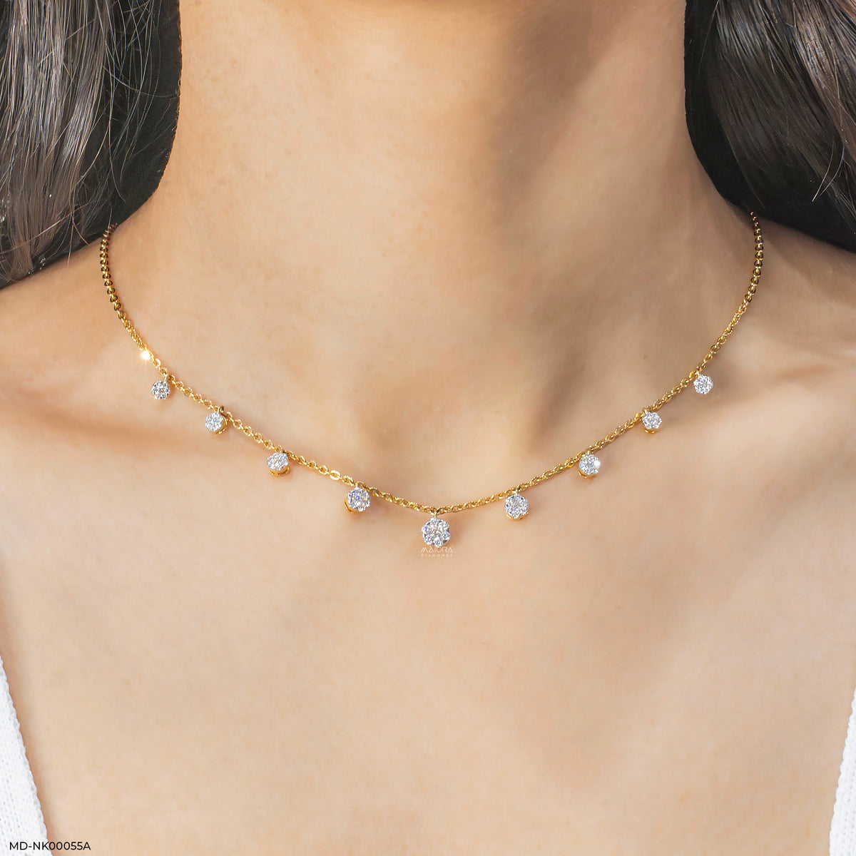 0.65 Carat Diamond Drop Station Necklace