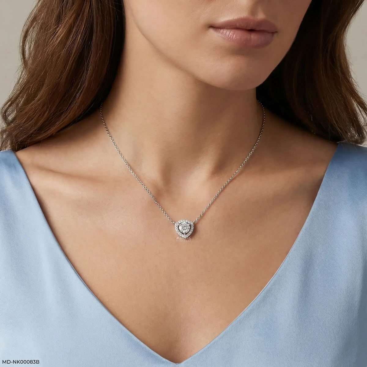 1.25 Carat Trillion Halo Diamond Necklace