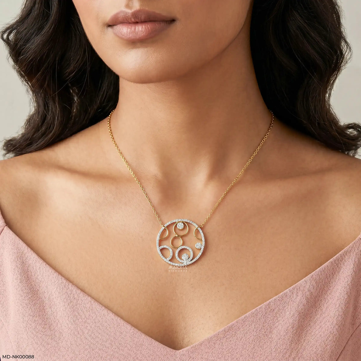 Circle Within Diamond Necklace