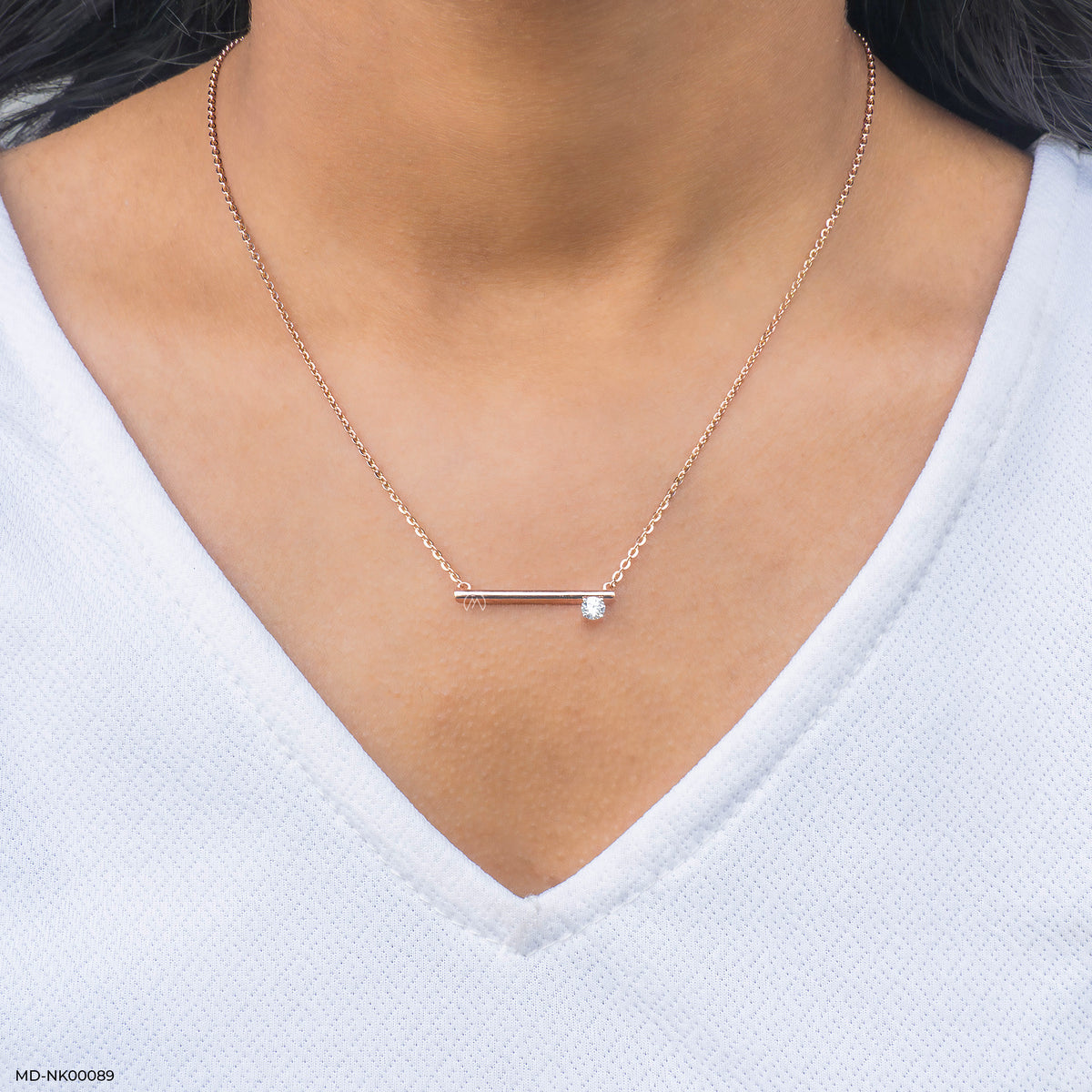 0.15 Carat Asymmetrical Lab Diamond Bar Necklace