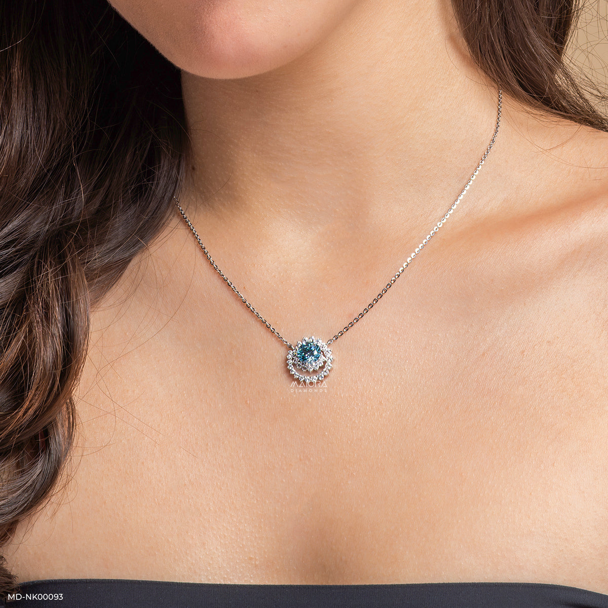 2.5 Carat Celestial Bloom Blue Topaz Lab Diamond Necklace