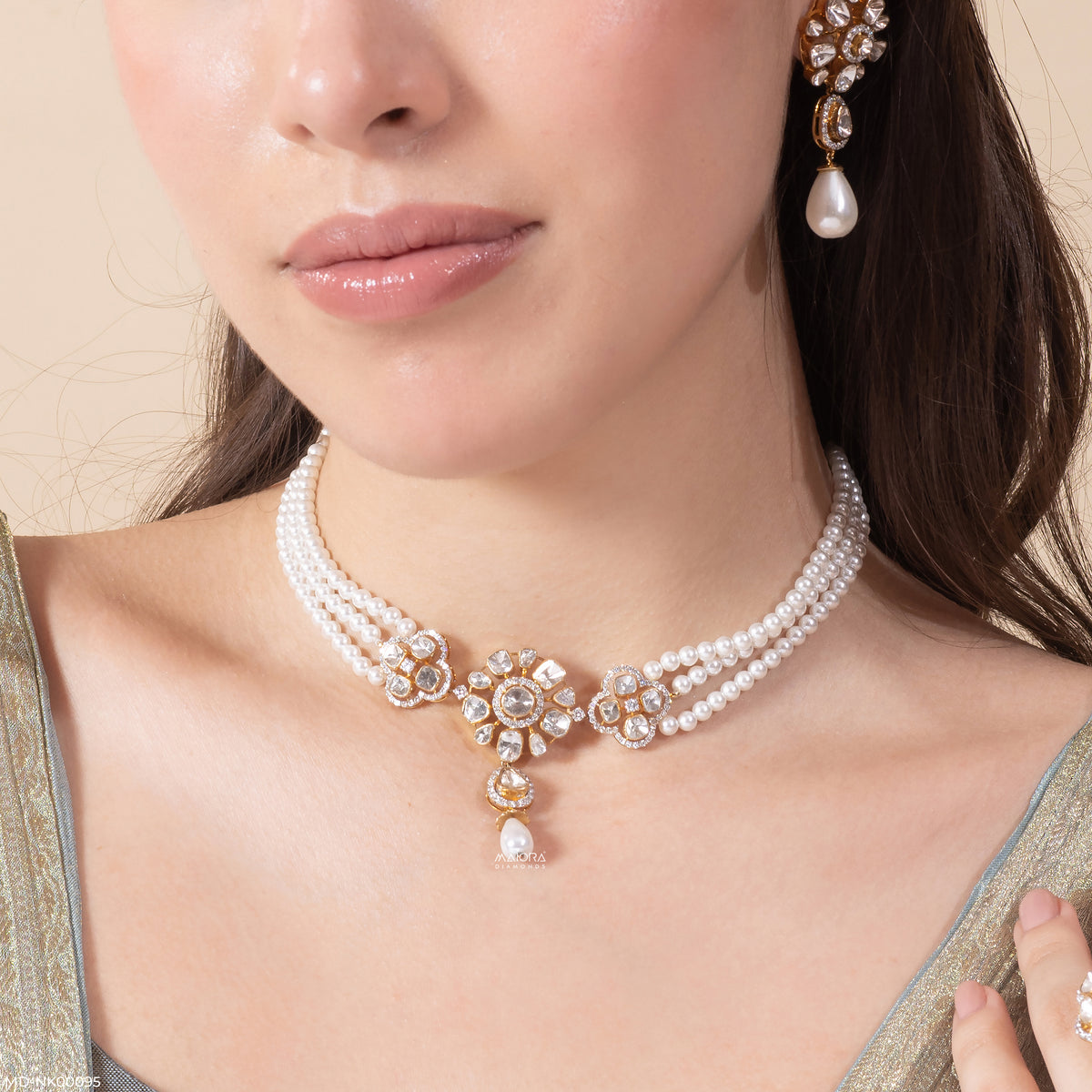 1.25 Carat Regal Maharani Pearl and Polki Choker