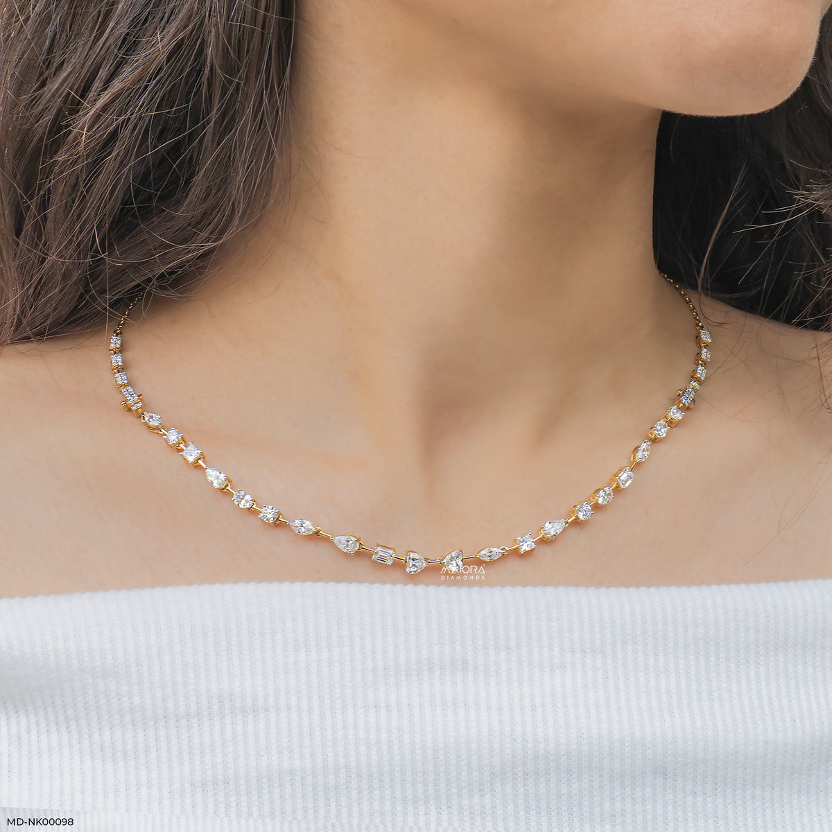 4.5 Carat Mosaic Multi-Shape Diamond Station Necklace