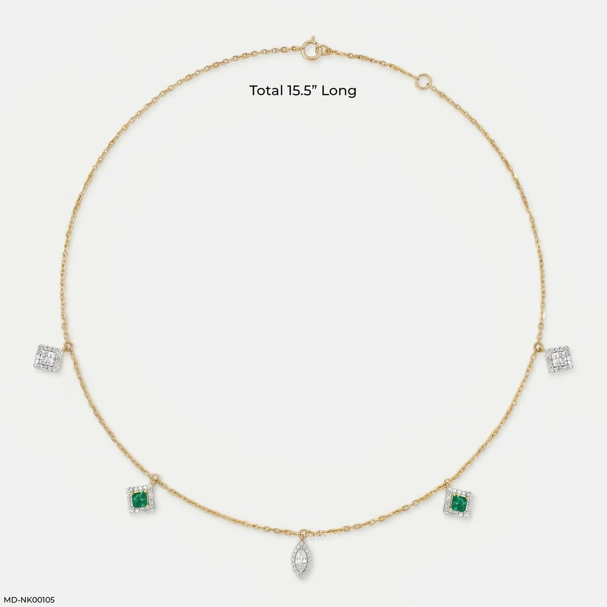 Vivid Halo Emerald Charm Diamond Necklace