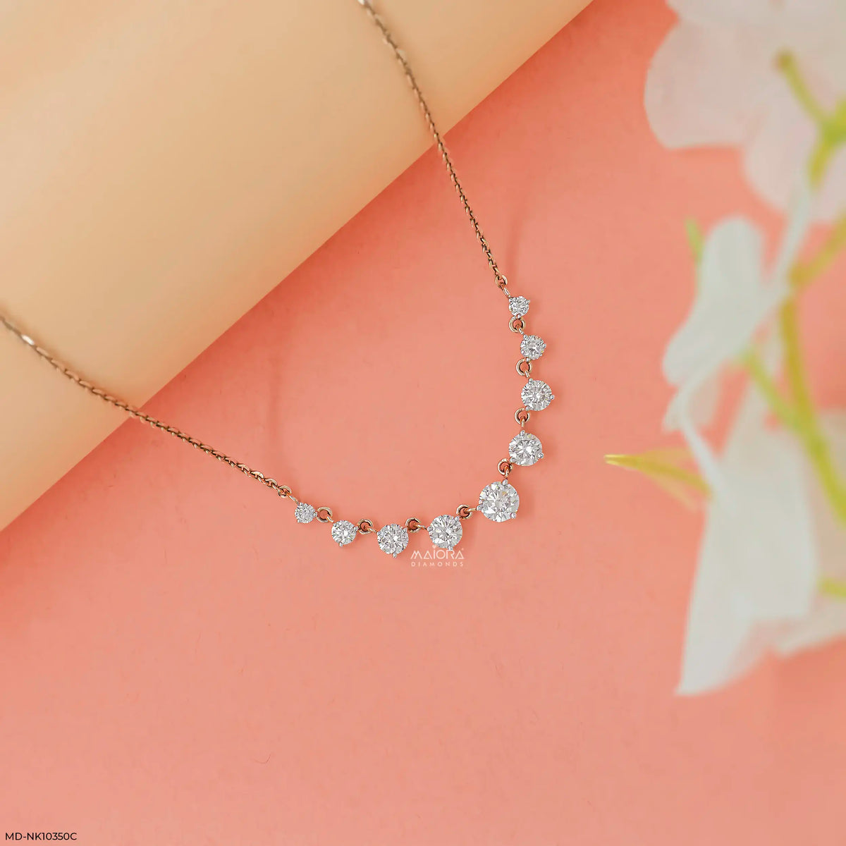 3.75 Carat 9 Solitaire Contemporary Lab Diamond Necklace