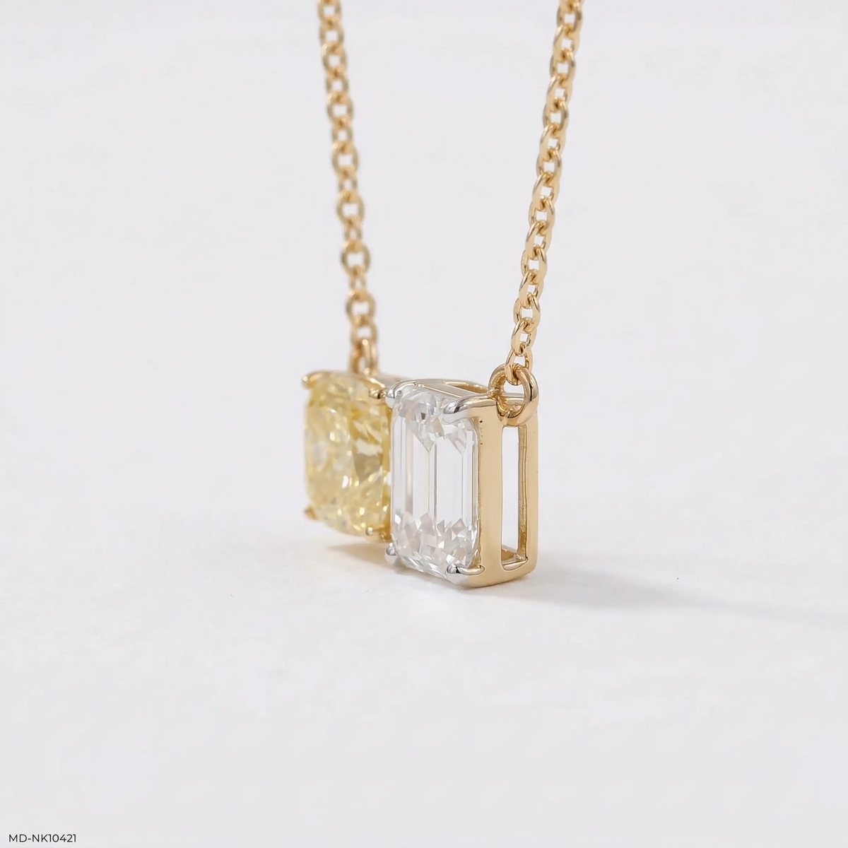 Twin Flame Solitaire Diamond Necklace