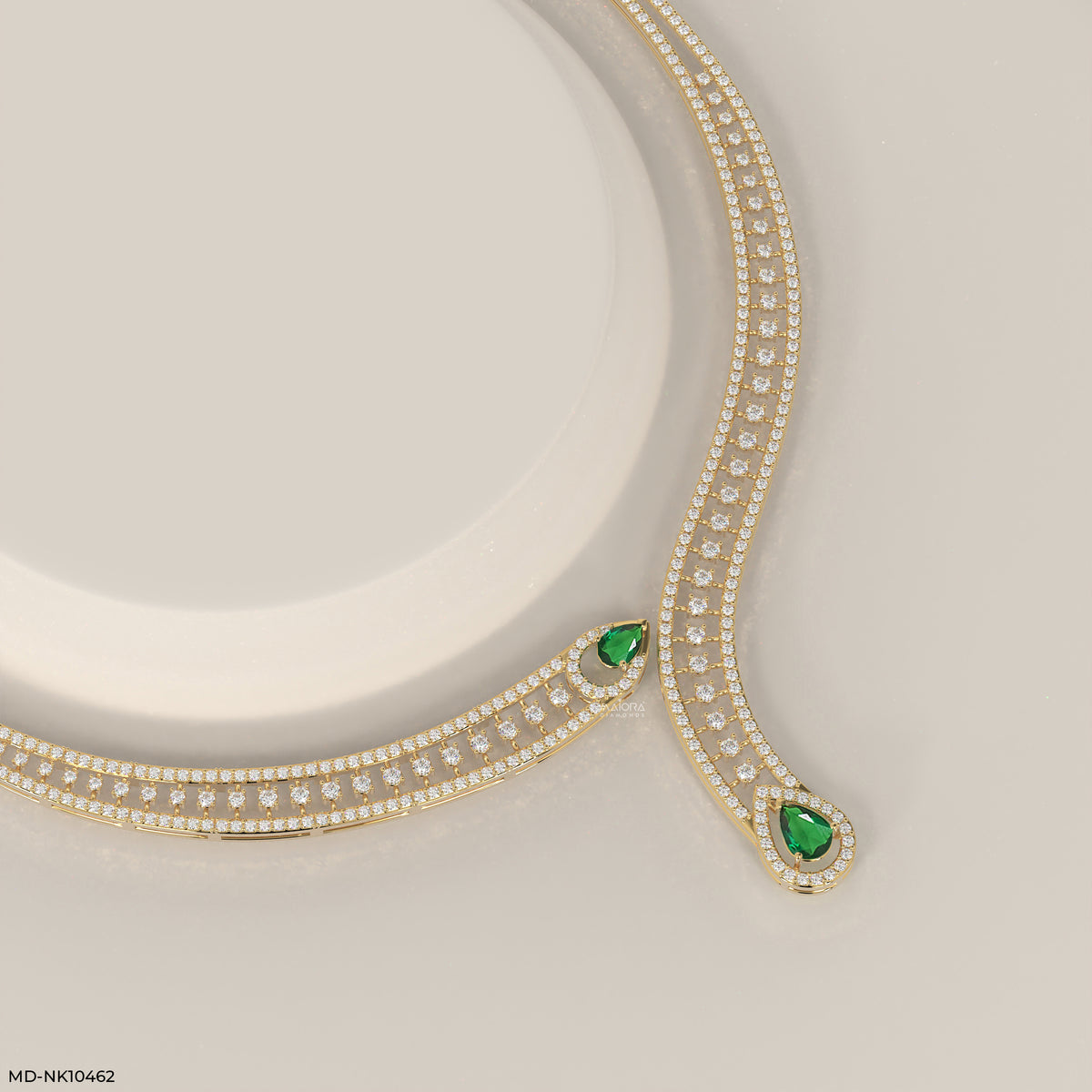 Lariat Collar with Emerald Drops Necklace