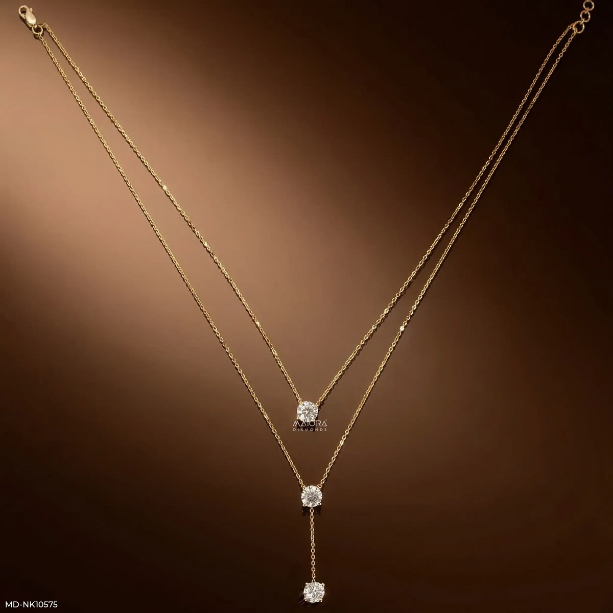 Trinity Y layered Diamond Necklace