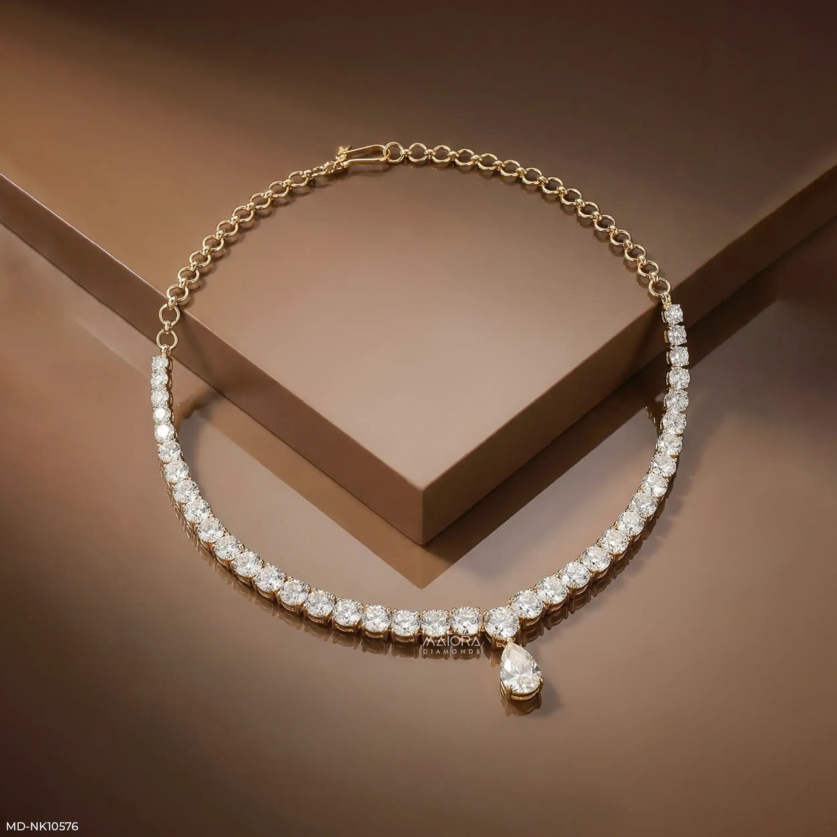 Gracefall Solitaire Diamond Tennis Necklace