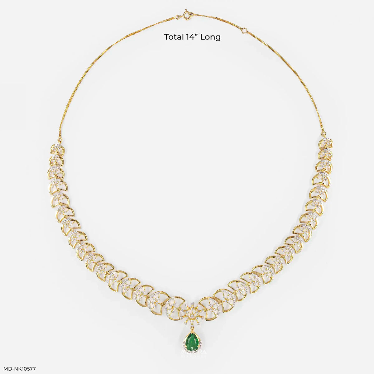 Royal Emerald Crescent Diamond Necklace