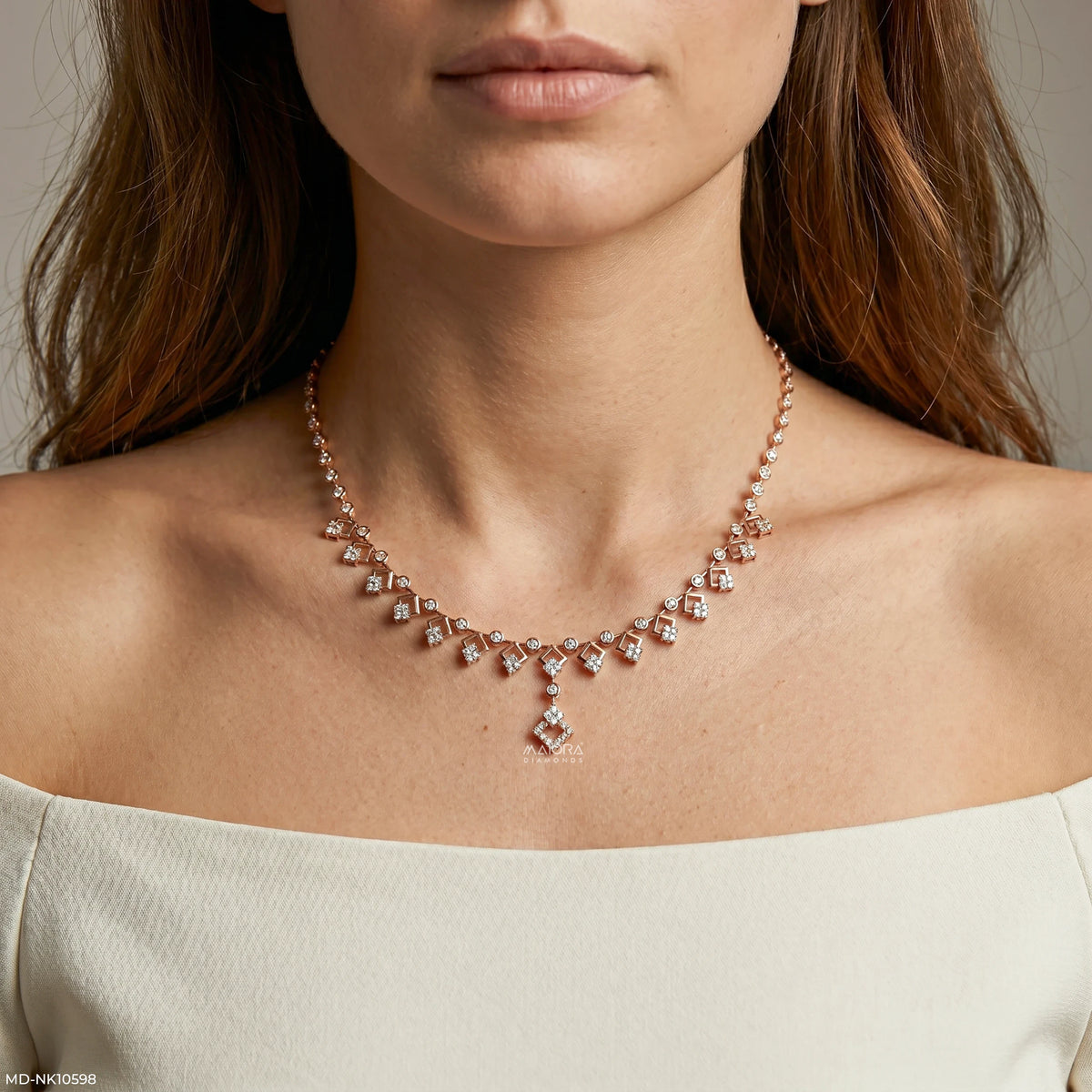 Geometric Kite-Shaped Diamond Necklace