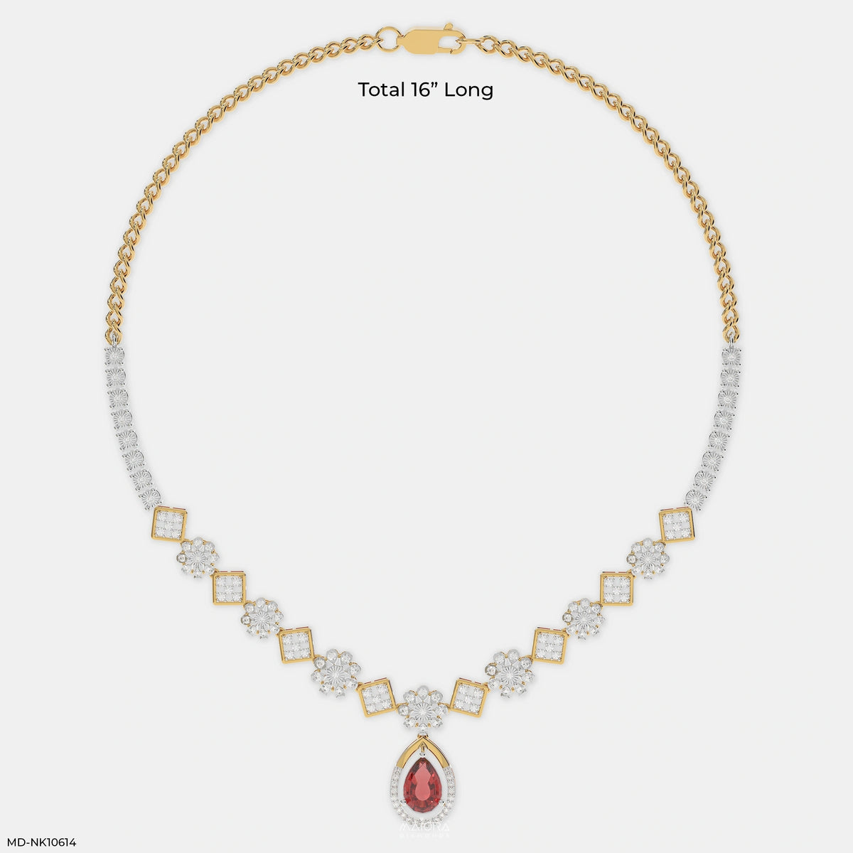 Red Regal Ruby Diamond Necklace