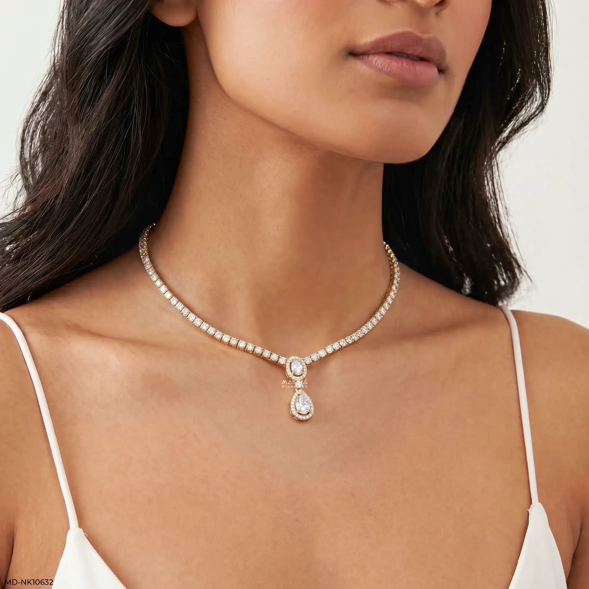 Tennis Dual Solitaire Diamond Choker Necklace