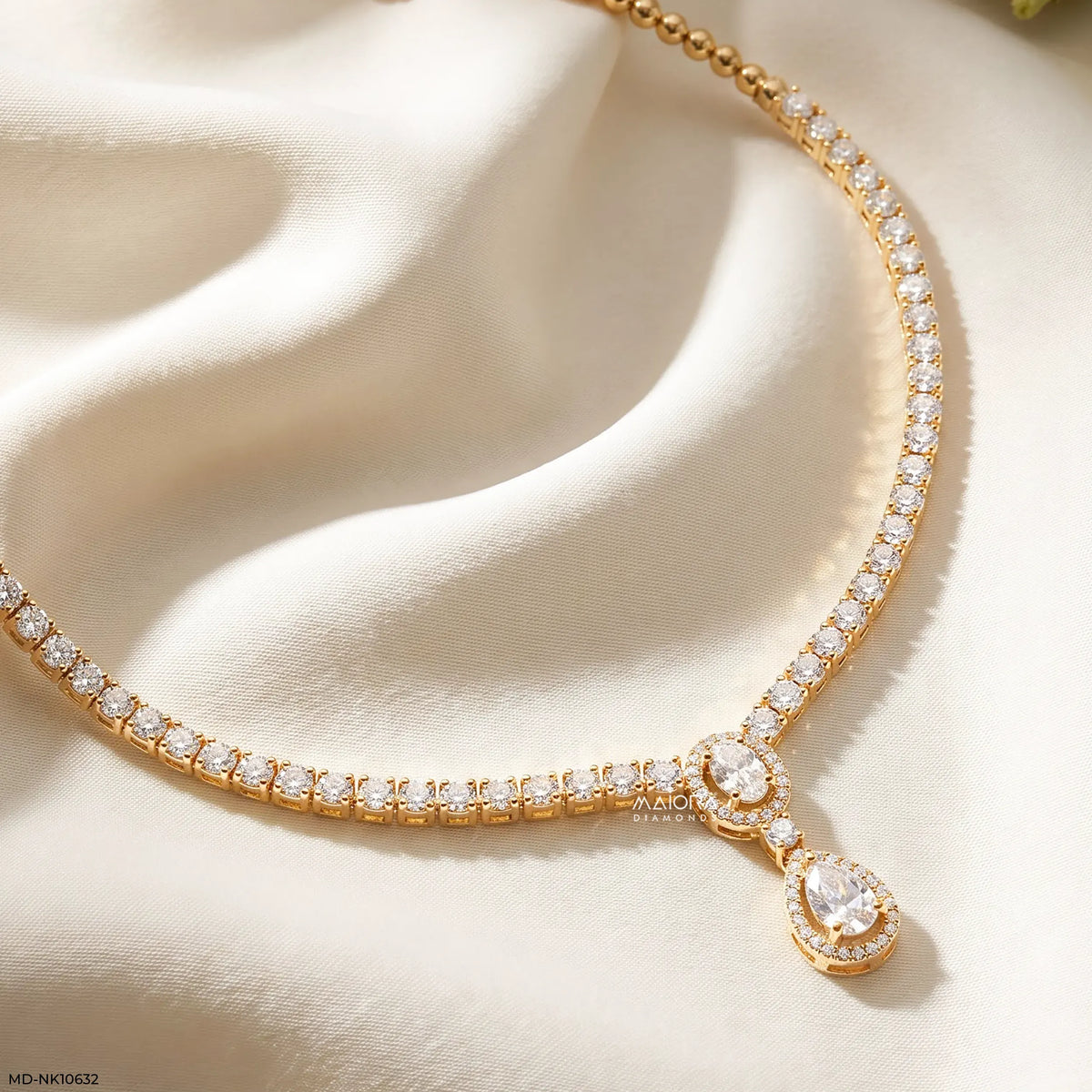 Tennis Dual Solitaire Diamond Choker Necklace