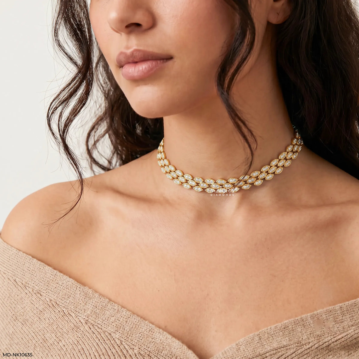 Leaf Link Diamond Choker Necklace