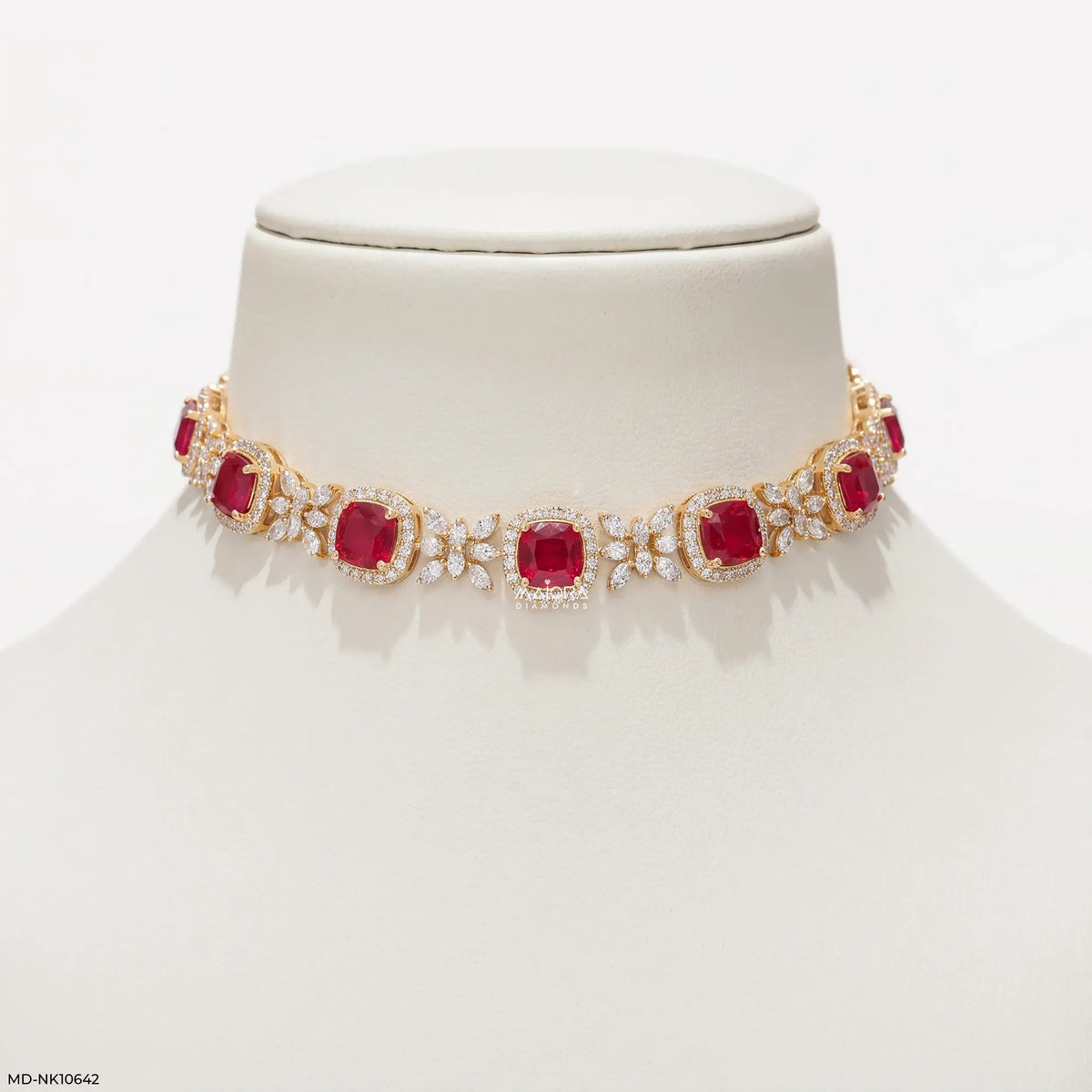 Rosey Oval Ruby Diamond Choker Necklace