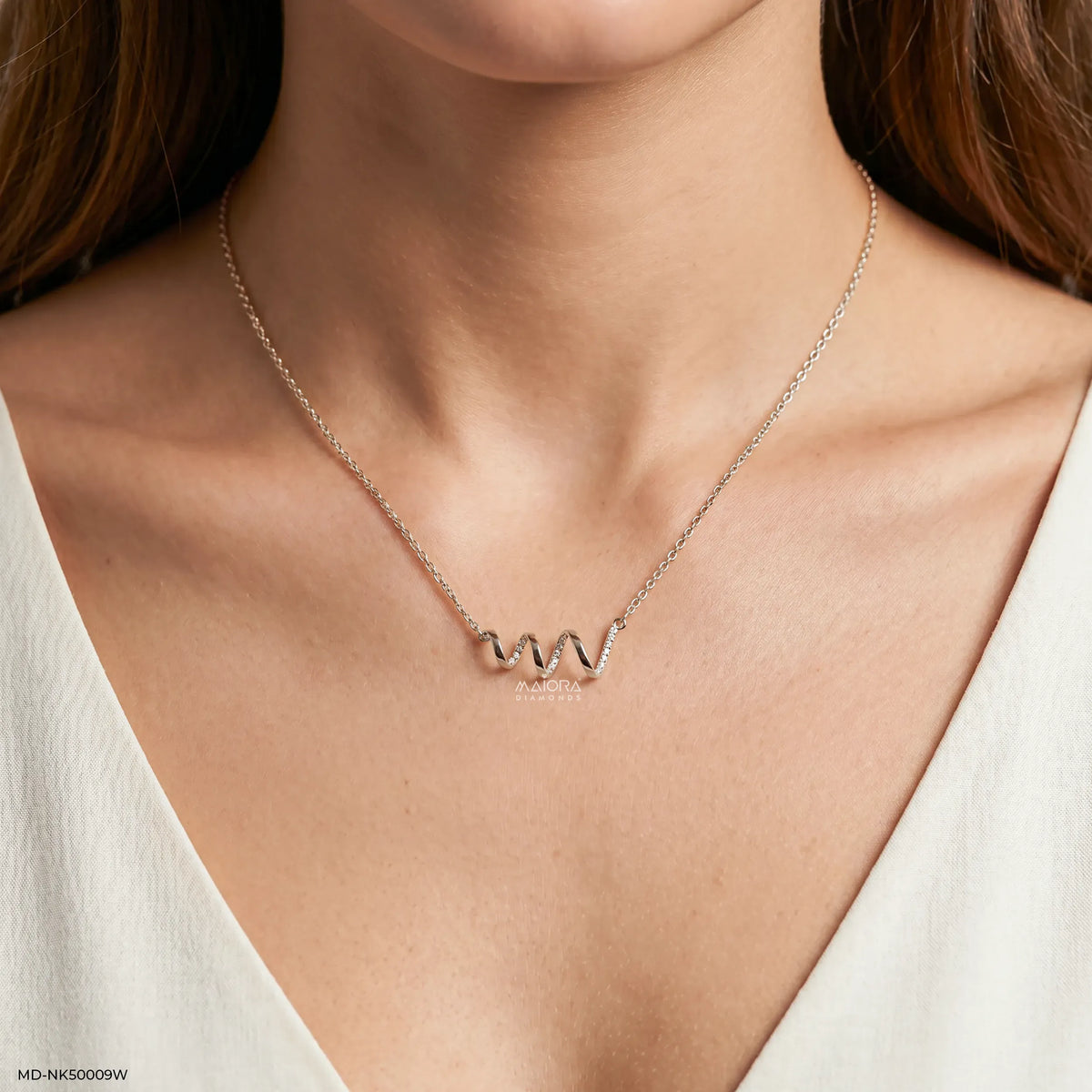 Wavy Pluse Diamond Necklace