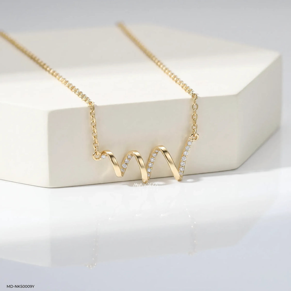 Spiral Wave Diamond Necklace