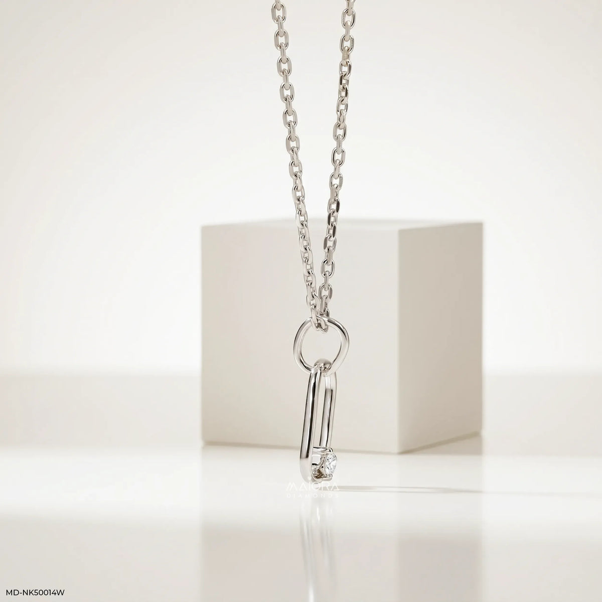 Off Center Round Diamond Necklace