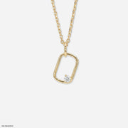 Rectangle Silhouette Round Diamond Necklace
