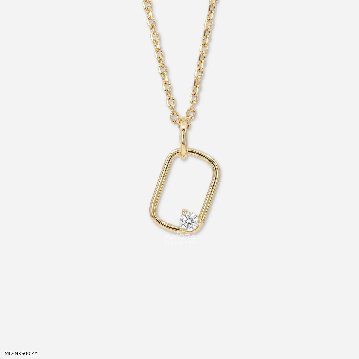Rectangle Silhouette Round Diamond Necklace