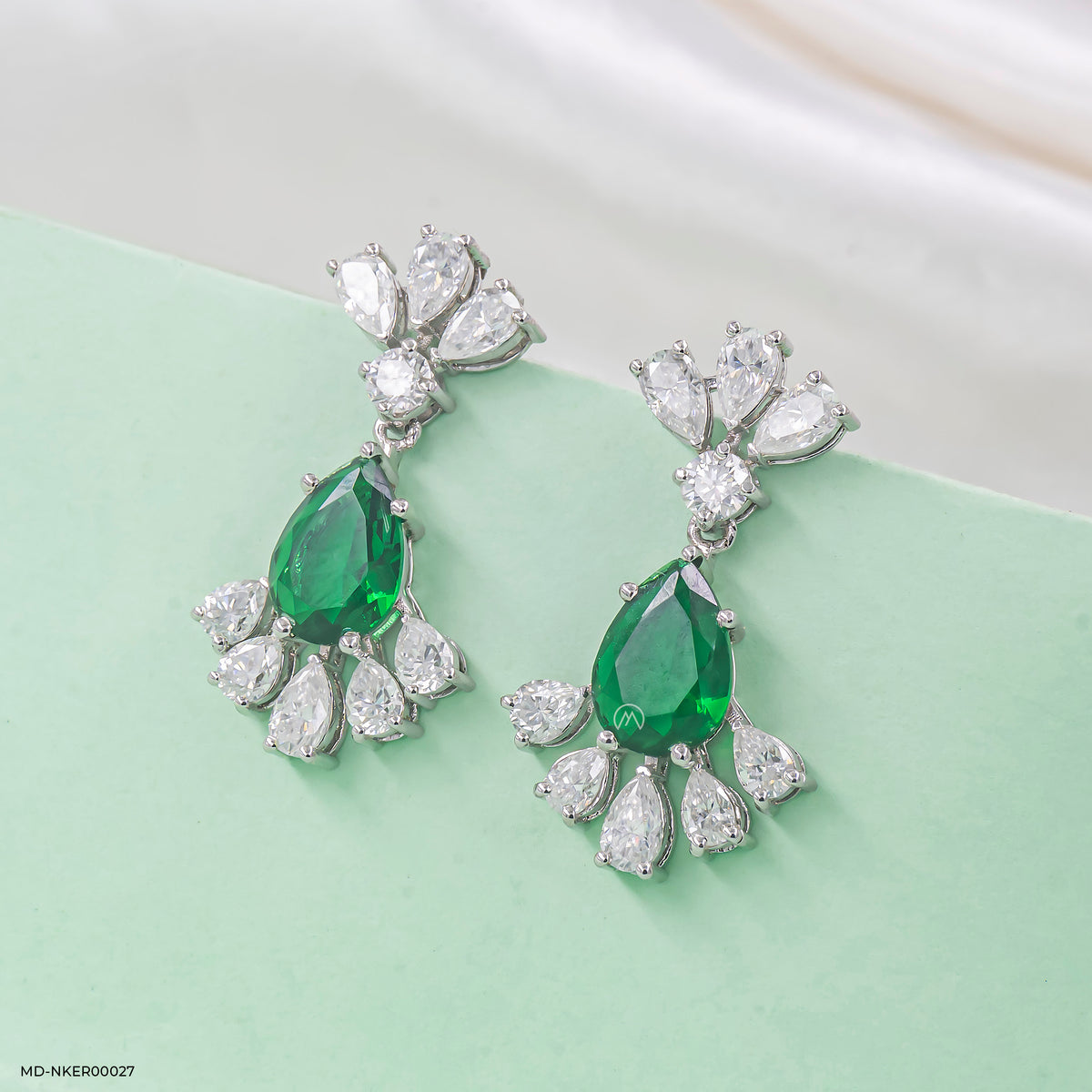 Emerald Leaf Diamond Earrings