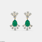Emerald Leaf Diamond Earrings