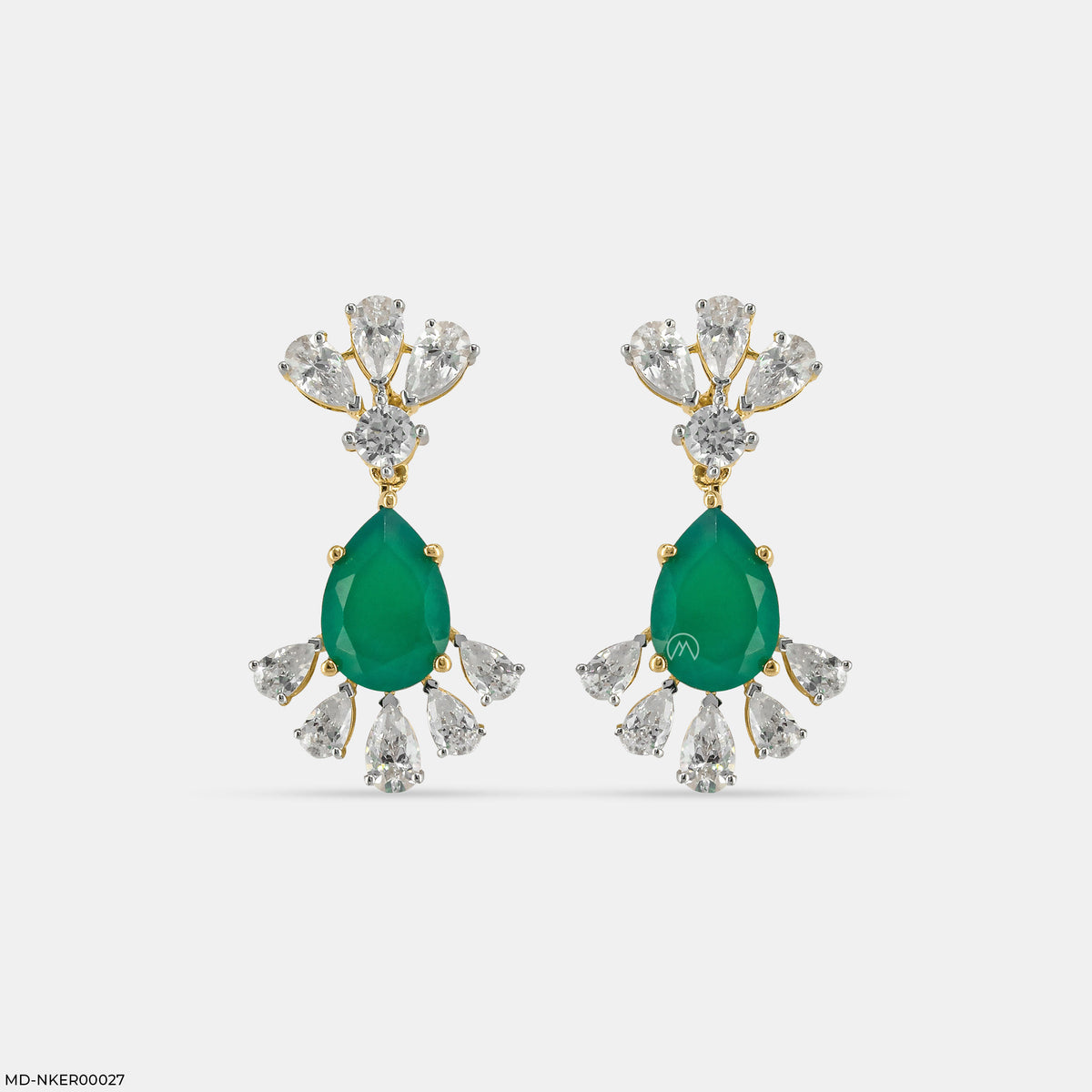 Emerald Leaf Diamond Earrings