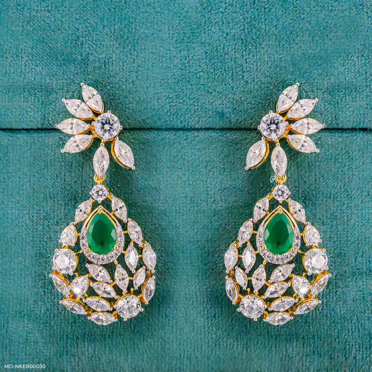 Emerald Petal Diamond Earrings