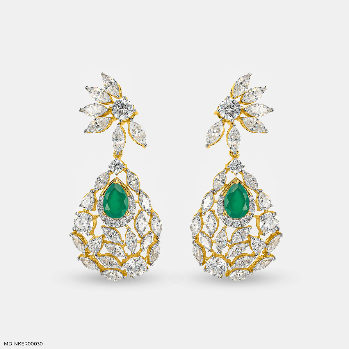 Emerald Petal Diamond Earrings