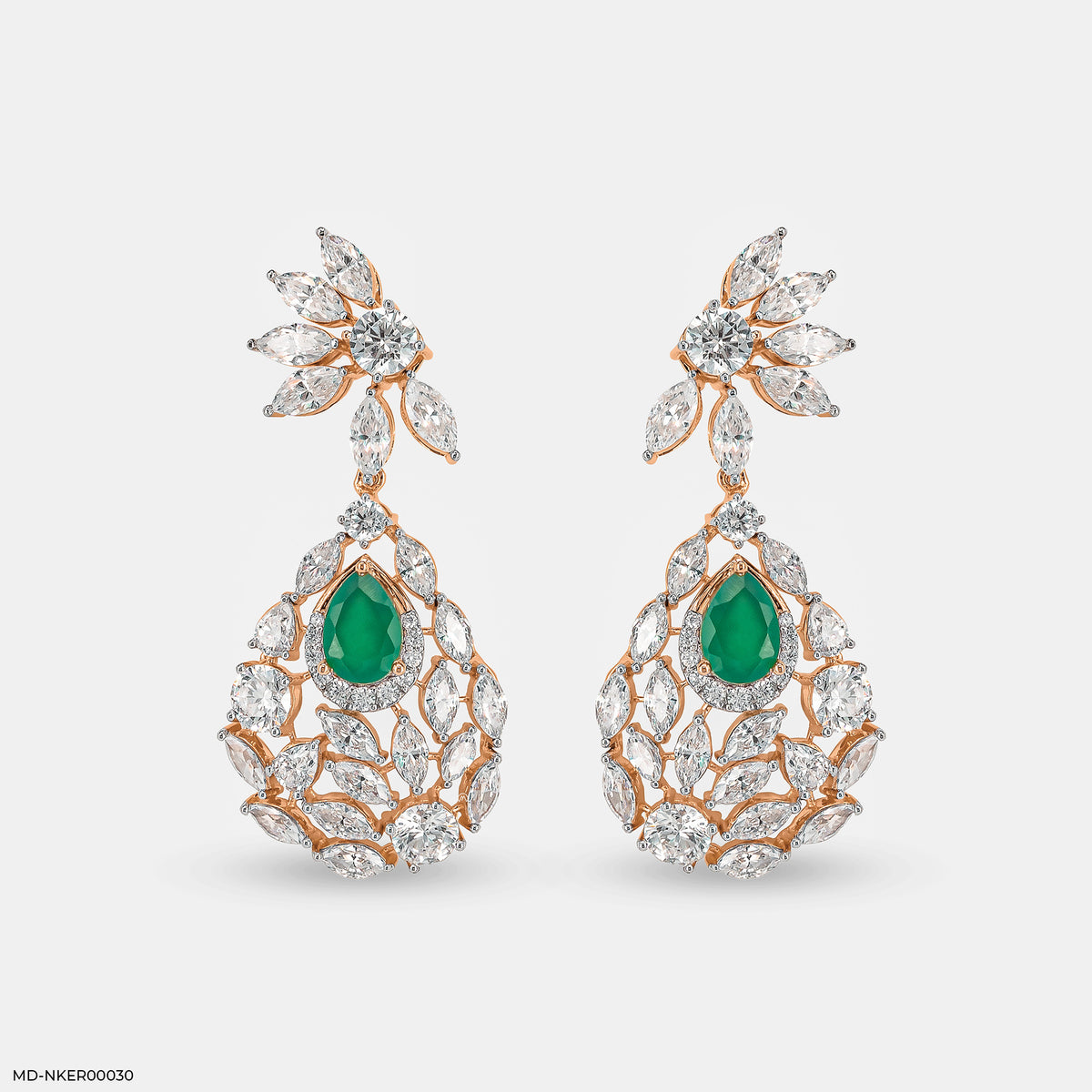 Emerald Petal Diamond Earrings