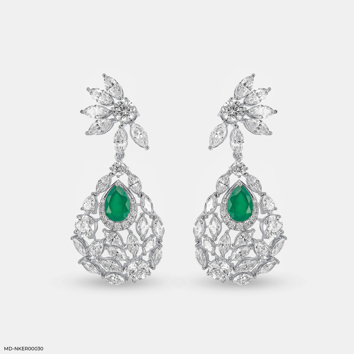 Emerald Petal Diamond Earrings
