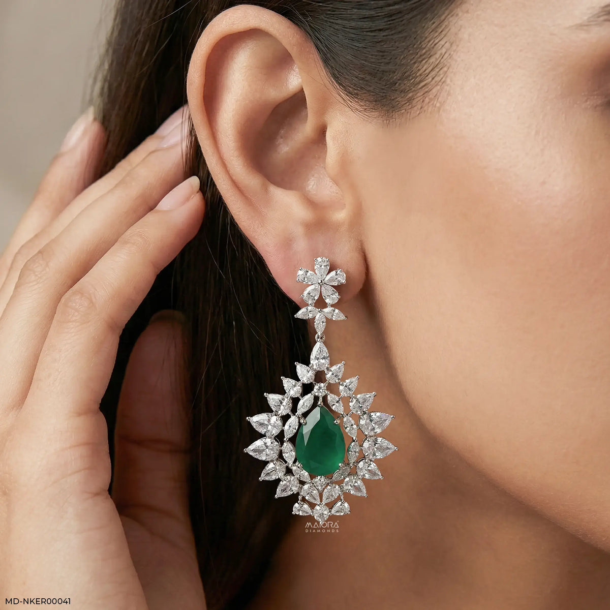 2.2 Carat Pear Emerald Blossom Earrings