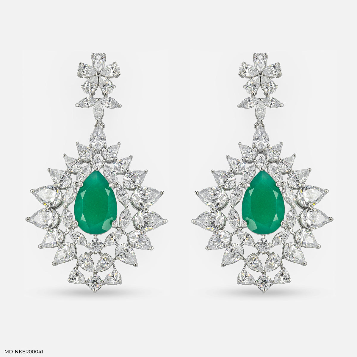 2.2 Carat Pear Emerald Blossom Earrings