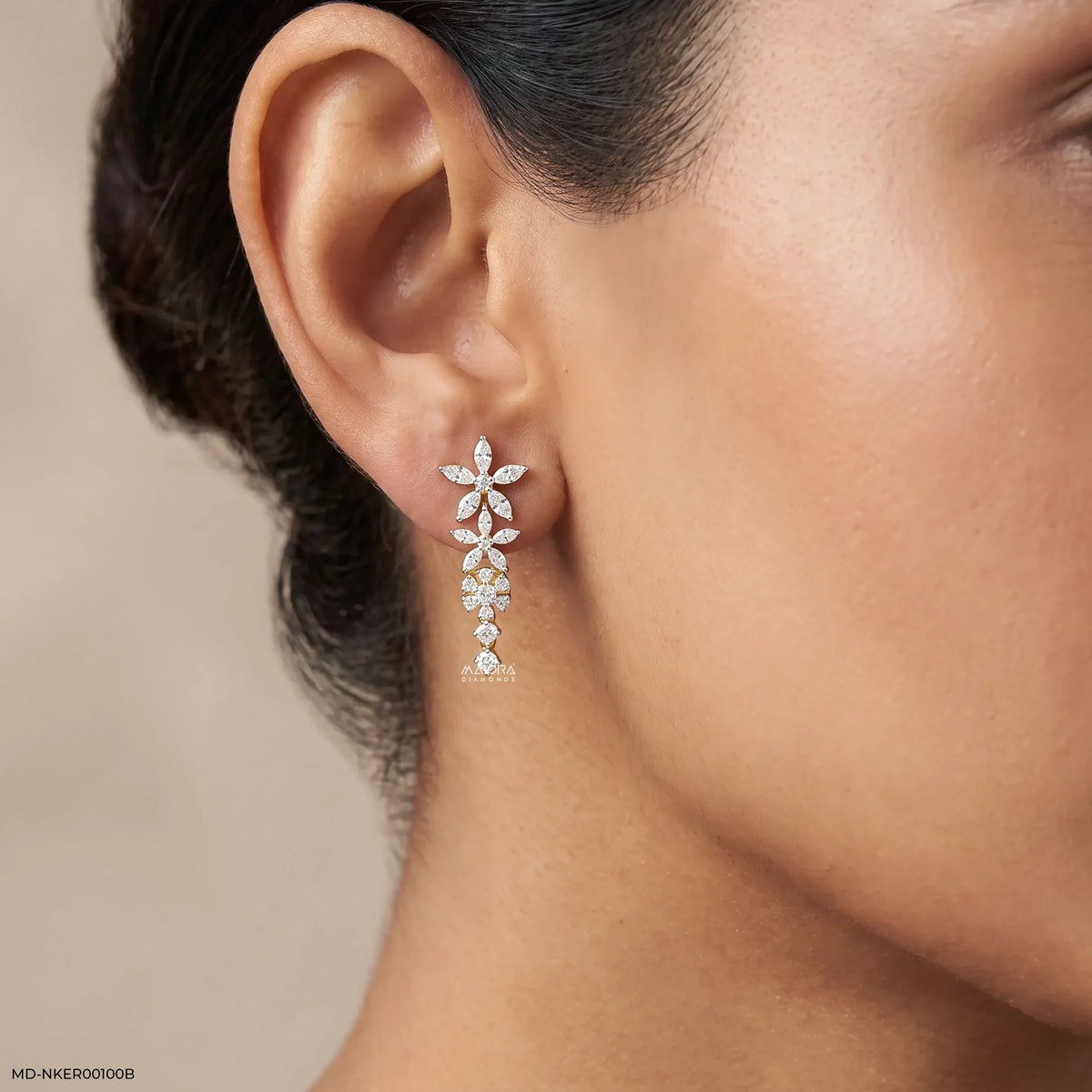 Dual Way Floral Diamond Earrings
