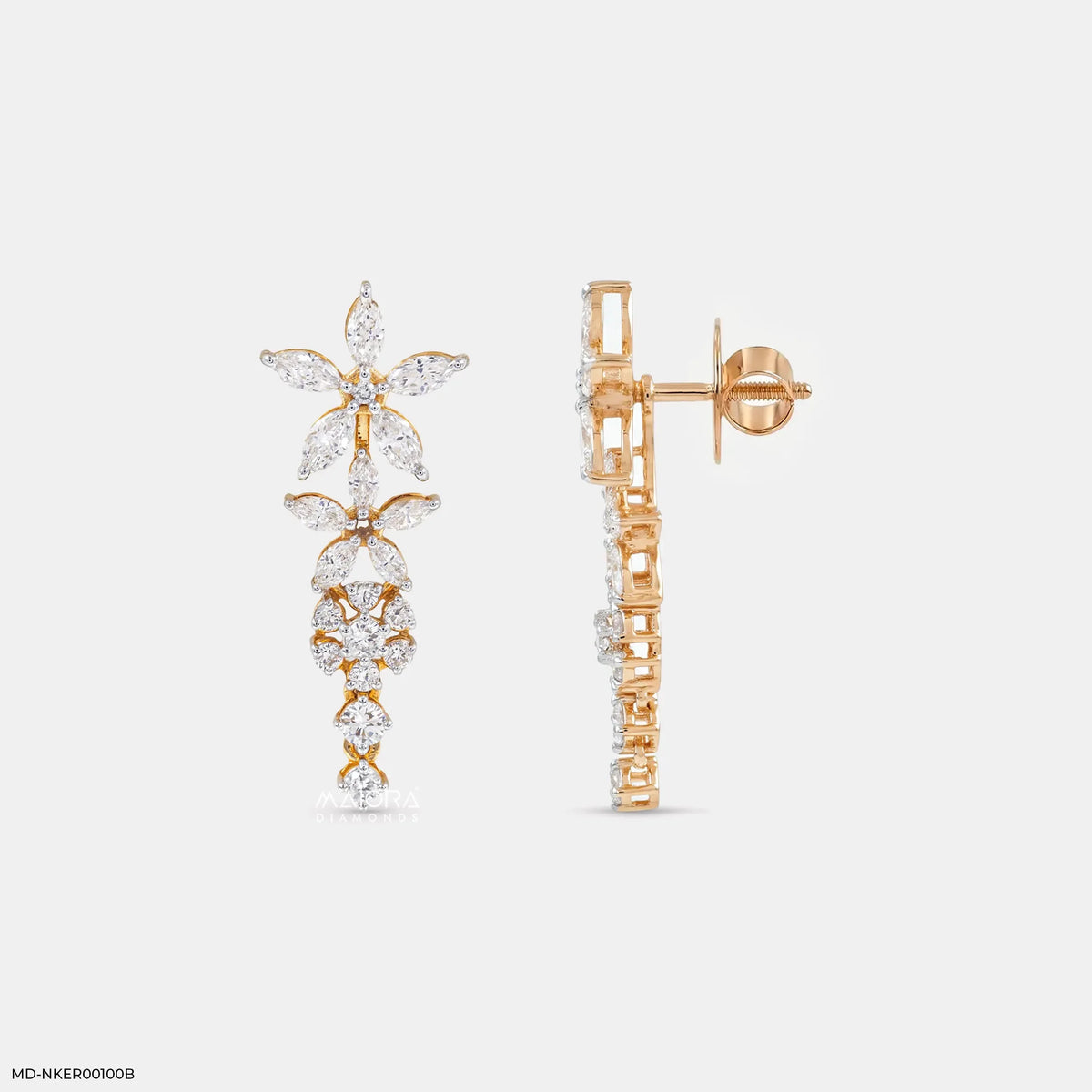 Dual Way Floral Diamond Earrings