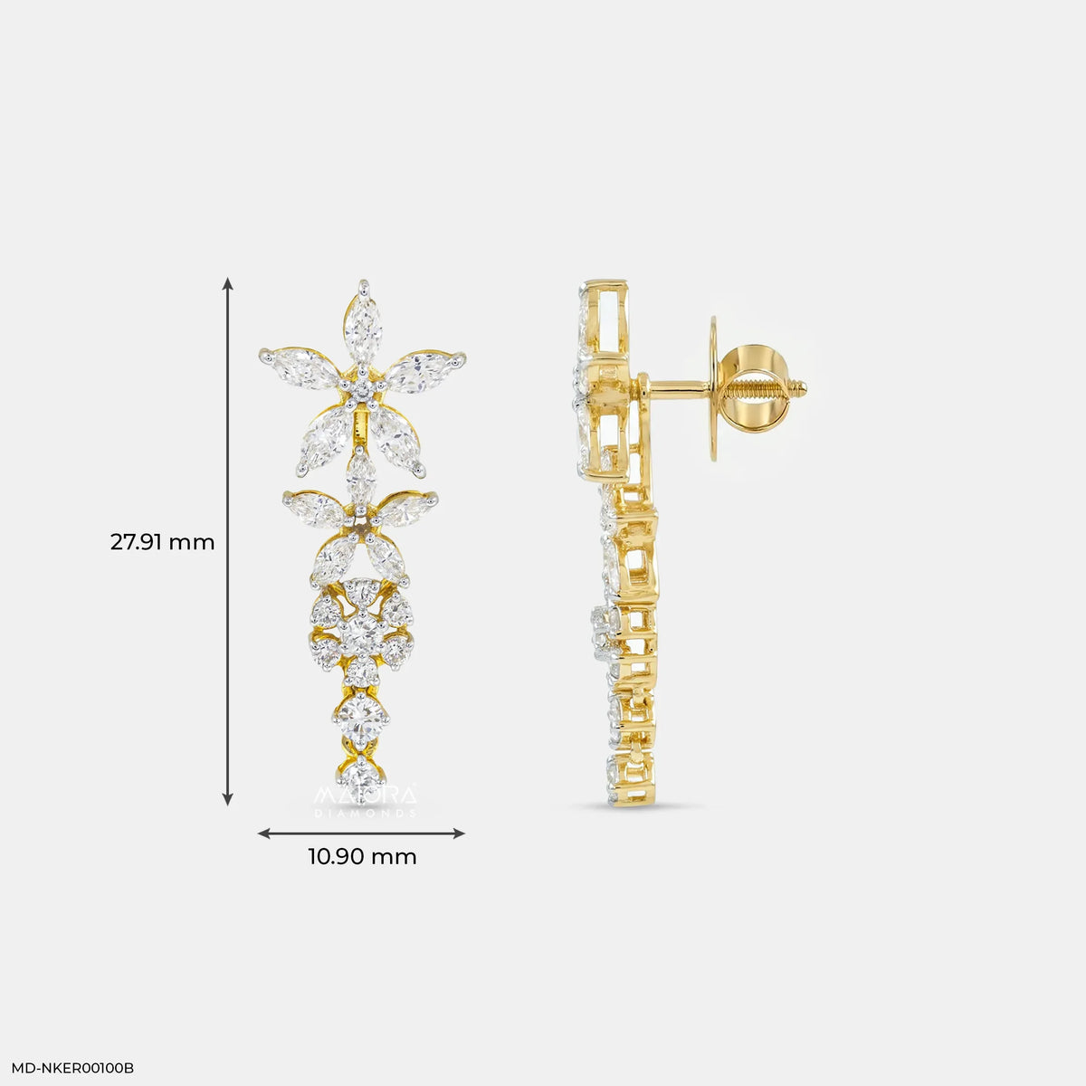 Dual Way Floral Diamond Earrings