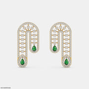 Stunning Pear Emerald Diamond Earrings