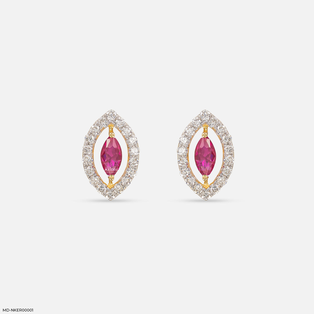 0.5 Carat Ruby Eye Stud Lab Diamond Earrings