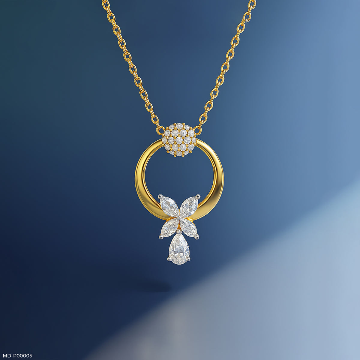 Luminous Crescent Bloom Pendant